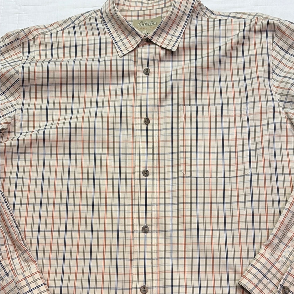 Cabela's Outfitter Series Men's Cream Plaid Long-Sleeve Button-Down Shirt - Picture 6 of 9